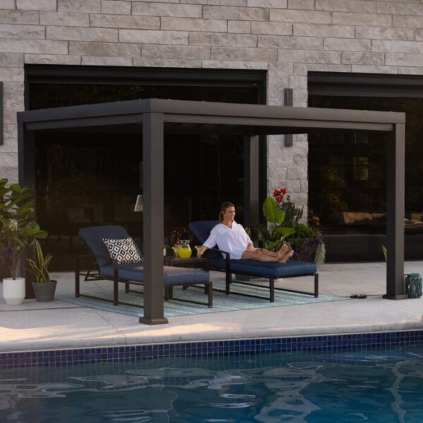12×10 Trenton Modern Steel Pergola With Sail Shade Soft Canopy - Image 3