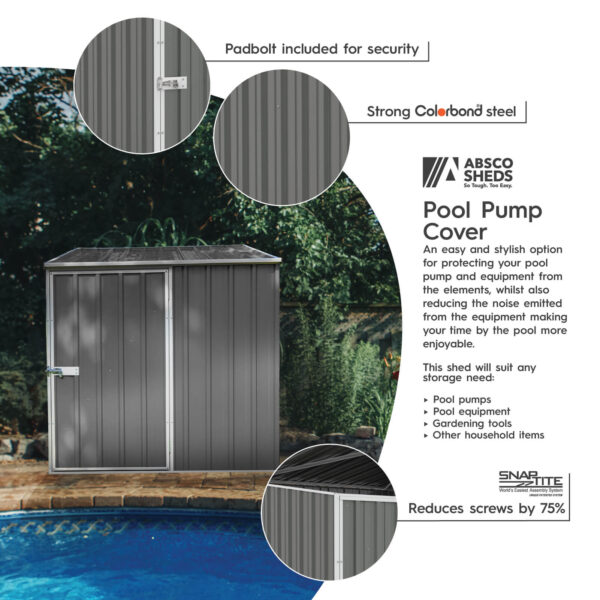Absco AB1070 Pool Pump Cover 5 x 5 Ft Multi-Purpose Metal Storage Shed New - Image 5