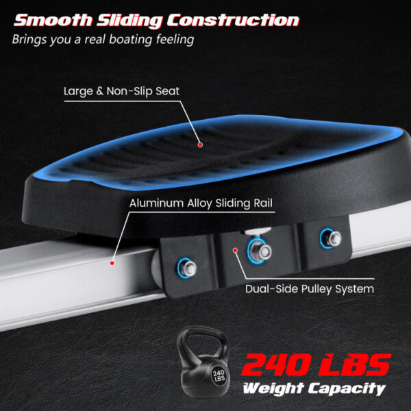 Costway Magnetic Rowing Machine with Adjustable Resistance Foldable New - Image 10