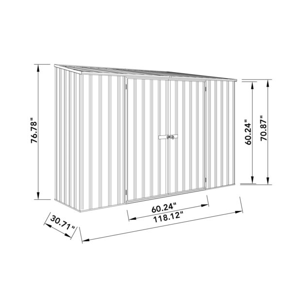 Absco AB1112 Space Saver 10 x 3 Ft Metal Storage Shed Galvanized Steel New - Image 7