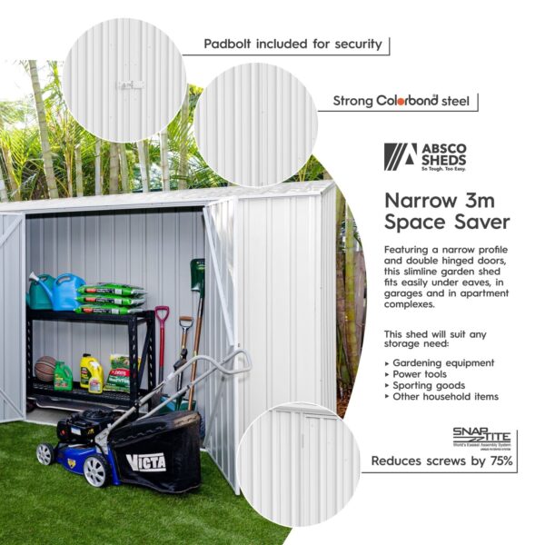 Absco AB1112 Space Saver 10 x 3 Ft Metal Storage Shed Galvanized Steel New - Image 3
