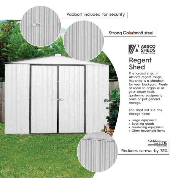 Absco AB1121 Regent Storage Shed with MN Channels 10 x 12 Ft Galvanized Steel New - Image 3