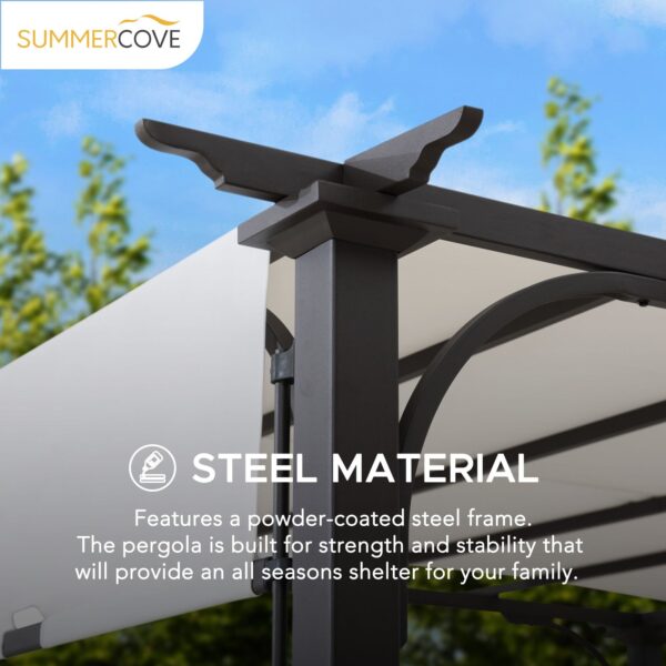 Sunjoy Outdoor Patio 10x10 Modern Metal Frame Pergola Kit with White Adjustable Canopy - Image 8