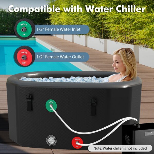 Costway Oval Ice Bath Tub 129 Gallon Inflatable with Cover and Hand Pump New - Image 5