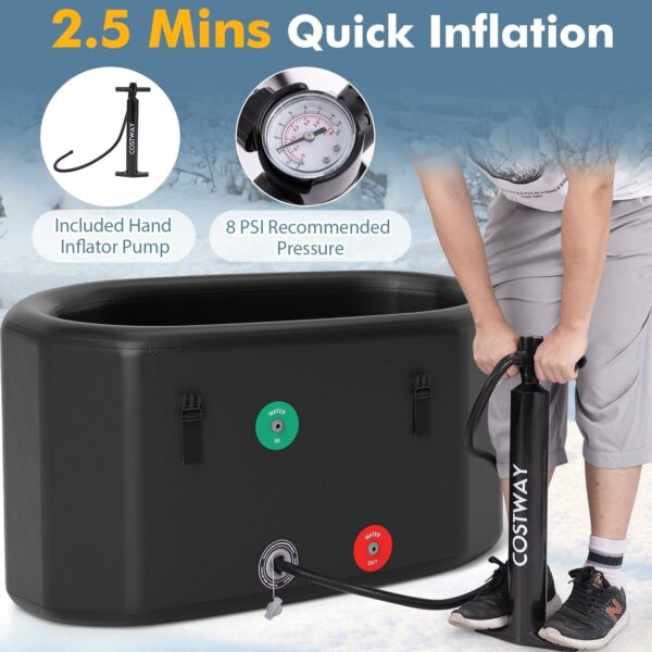 Costway Oval Ice Bath Tub 129 Gallon Inflatable with Cover and Hand Pump New - Image 6