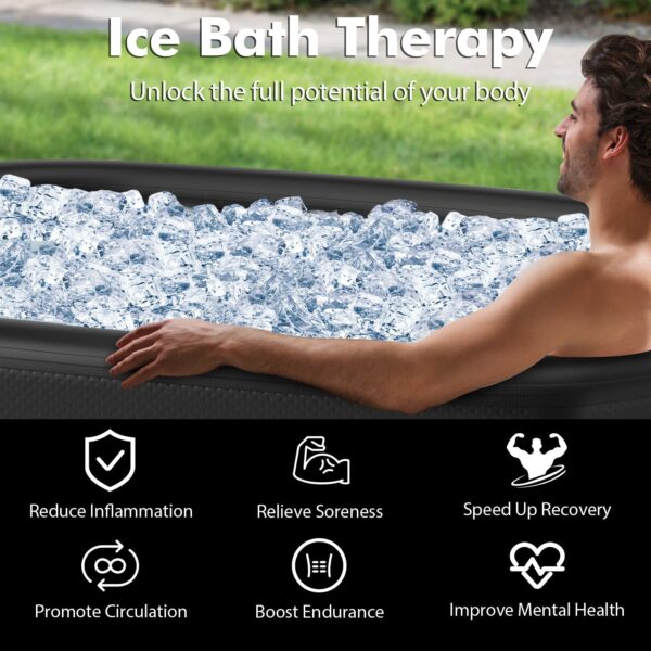 Costway Oval Ice Bath Tub 129 Gallon Inflatable with Cover and Hand Pump New - Image 8