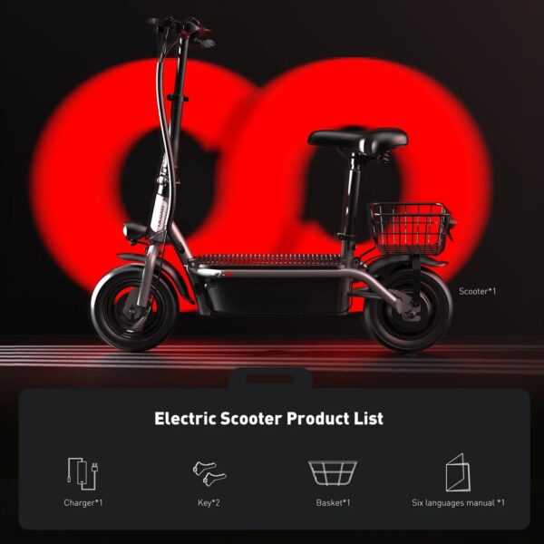 iScooter F2 Electric Scooter with Seat 500W 36V 19 MPH 18 Mile Range New - Image 5