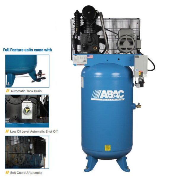 ABAC ABC7-2180VFF Air Compressor 7.5HP 80 Gal. Two-Stage Single Phase 230V Full Feature New - Image 2