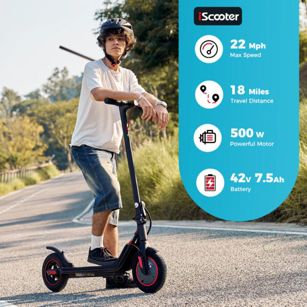 iScooter i9M Electric Scooter Foldable 500W 42V 22 MPH 18 Mile Range with Smart App New - Image 2