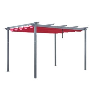 Aleko Aluminum Outdoor Retractable Canopy Pergola - 13 x 10 Ft - Burgundy Color PERGBURG10X13-AP