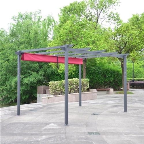 Aleko Aluminum Outdoor Retractable Canopy Pergola - 13 x 10 Ft - Burgundy Color PERGBURG10X13-AP - Image 2