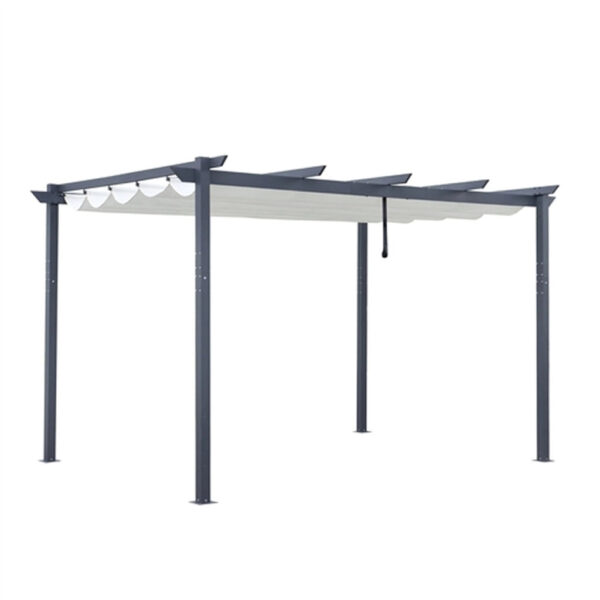 Aluminium Outdoor Retractable Canopy Pergola - 13 x 10 Ft - Cream White Color