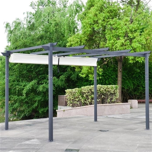 Aluminium Outdoor Retractable Canopy Pergola - 13 x 10 Ft - Cream White Color - Image 3