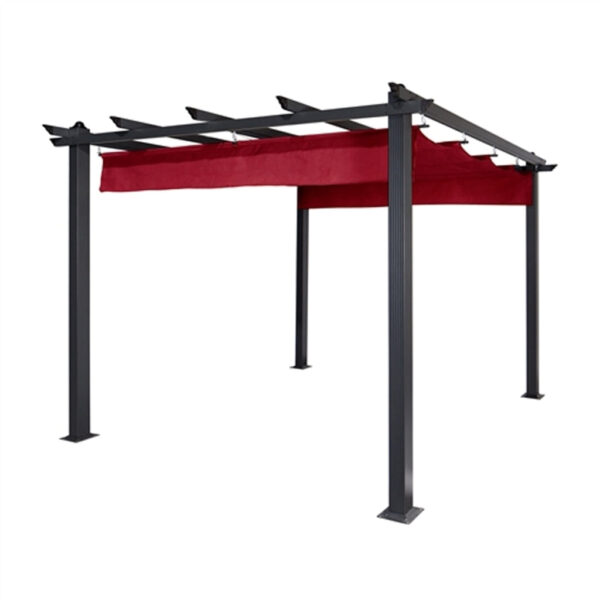 Aluminum Outdoor Canopy Grape Trellis Pergola - 9 x 9 Ft - Burgundy Color