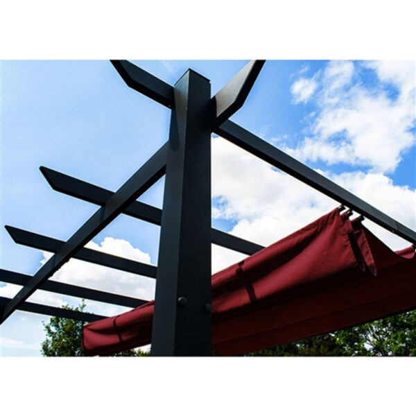 Aluminum Outdoor Canopy Grape Trellis Pergola - 9 x 9 Ft - Burgundy Color - Image 3