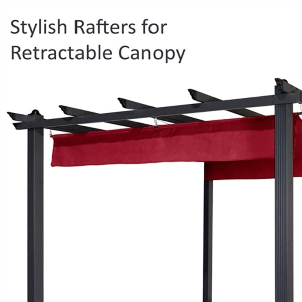 Aluminum Outdoor Canopy Grape Trellis Pergola - 9 x 9 Ft - Burgundy Color - Image 5