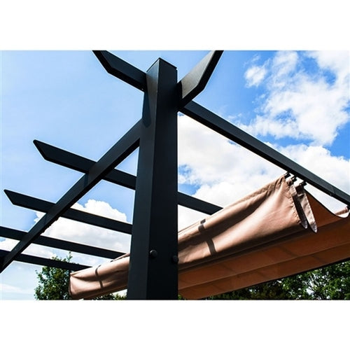 Aluminum Outdoor Canopy Grape Trellis Pergola - 9 x 9 Ft - Sand Color - Image 3