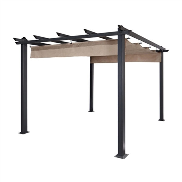 Aluminum Outdoor Canopy Grape Trellis Pergola - 9 x 9 Ft - Sand Color