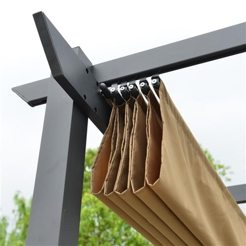 Aluminum Outdoor Retractable Canopy Pergola - 13 x 10 Ft - Sand Color - Image 5