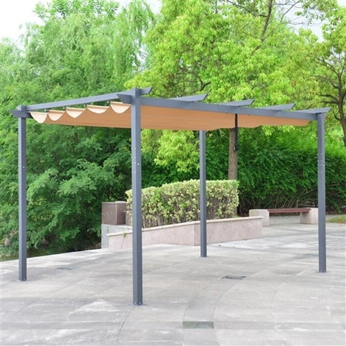 Aluminum Outdoor Retractable Canopy Pergola - 13 x 10 Ft - Sand Color - Image 3