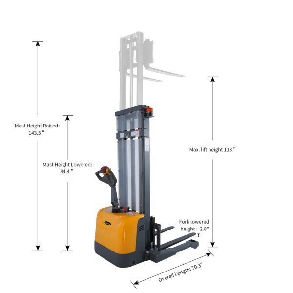 Apollolift A-3047 Full Electric Walkie Stacker w/ Straddle Legs 3,300 Lbs Cap. 118" Lifting New - Image 7
