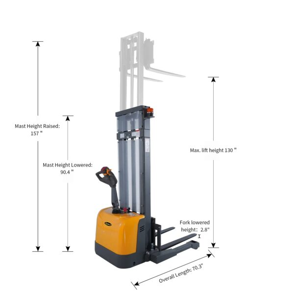 Apollolift A-3050 Powered Forklift Full Electric Walkie Stacker 3,300 Lbs Capacity 98" Lifting New - Image 3