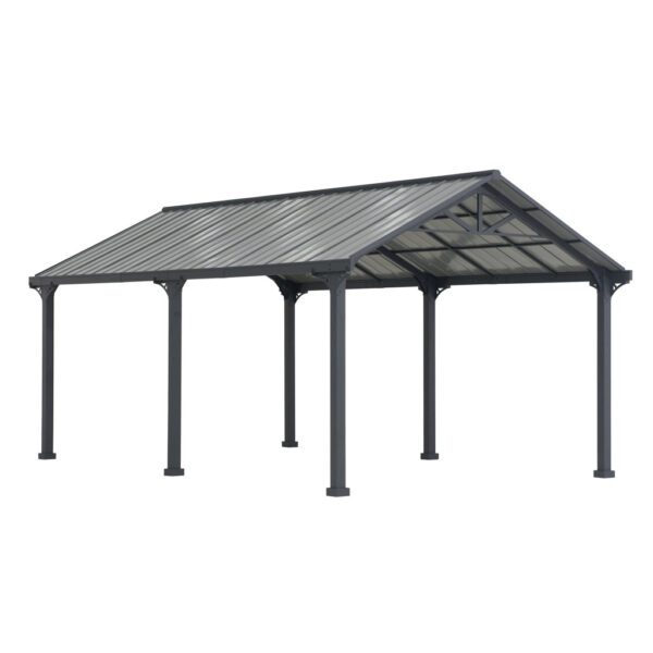 AutoCove 12x20 Gray Steel Frame Gable Roof Metal Carport/Gazebo with 2 Ceiling Hooks - Image 8