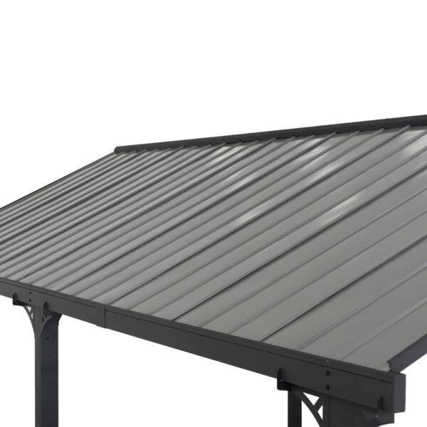 AutoCove 12x20 Gray Steel Frame Gable Roof Metal Carport/Gazebo with 2 Ceiling Hooks - Image 7