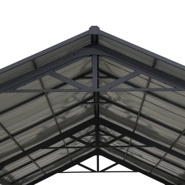 AutoCove 12x20 Gray Steel Frame Gable Roof Metal Carport/Gazebo with 2 Ceiling Hooks - Image 3