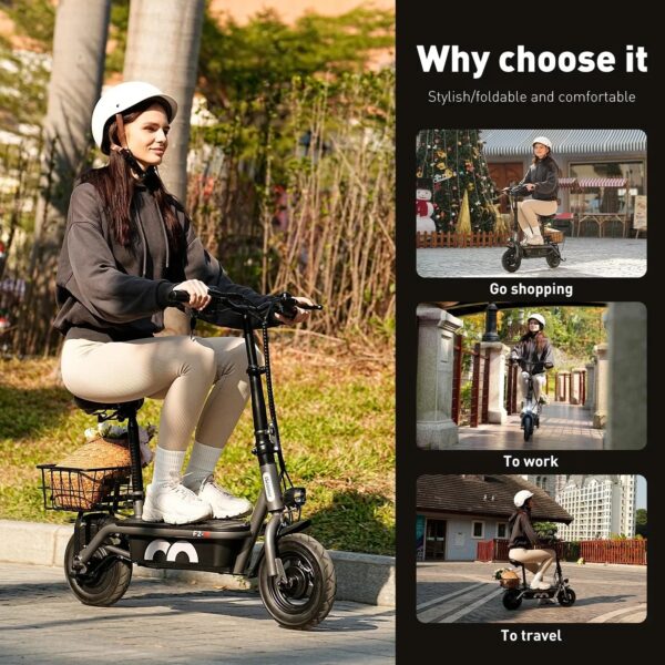 iScooter F2 Electric Scooter with Seat 500W 36V 19 MPH 18 Mile Range New - Image 6