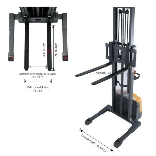 Apollolift A-3047 Full Electric Walkie Stacker w/ Straddle Legs 3,300 Lbs Cap. 118" Lifting New - Image 8