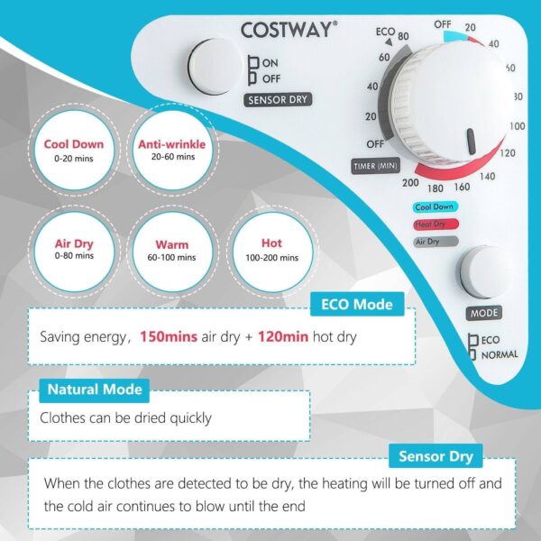 Costway Compact Laundry Dryer 1500W New - Image 6