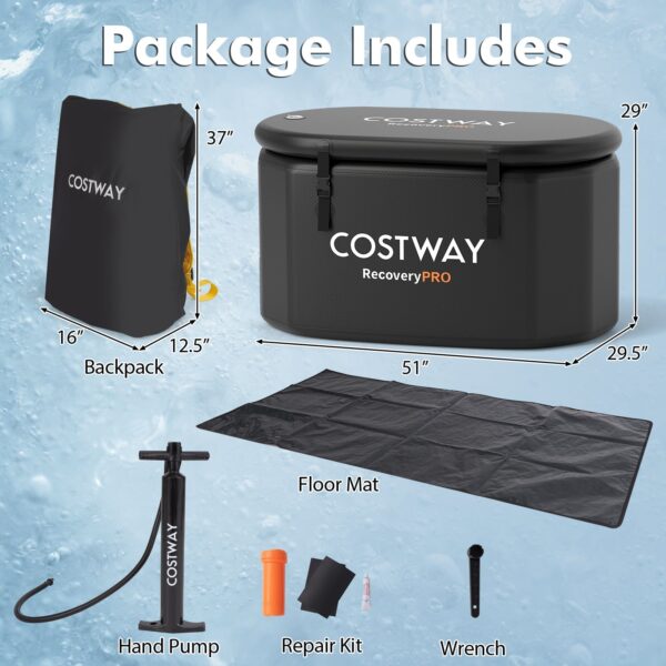 Costway Oval Ice Bath Tub 129 Gallon Inflatable with Cover and Hand Pump New - Image 3