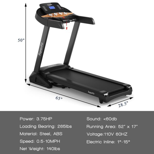 Costway Folding Treadmill 3.75 HP with Auto Incline 12 Presets and App Control New - Image 9
