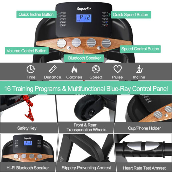 Costway Folding Treadmill 3.75 HP with Auto Incline 12 Presets and App Control New - Image 7