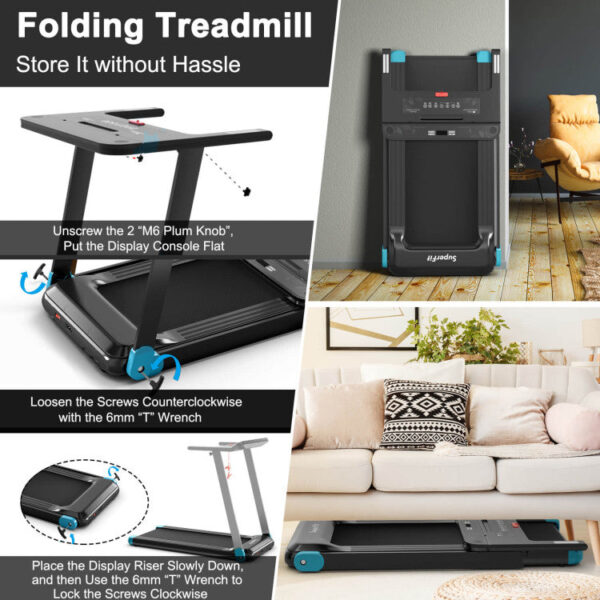 Costway Folding Treadmill with App Control Speaker and 12 Presets New - Image 6