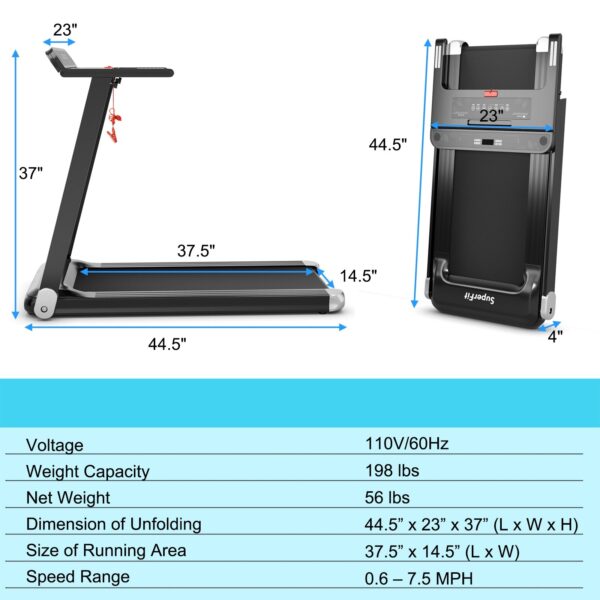 Costway Folding Treadmill with App Control Speaker and 12 Presets New - Image 3