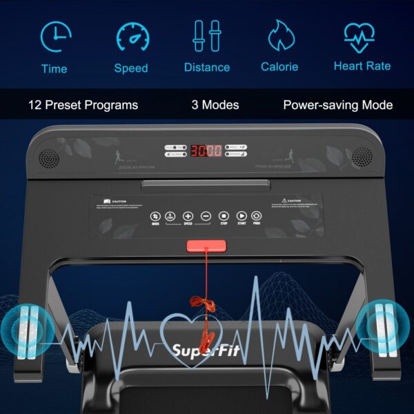 Costway Folding Treadmill with App Control Speaker and 12 Presets New - Image 8
