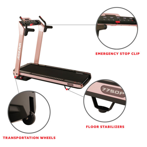 SpaceFlex Pink Running Treadmill w/ Auto Incline, Foldable Wide Deck - Image 6