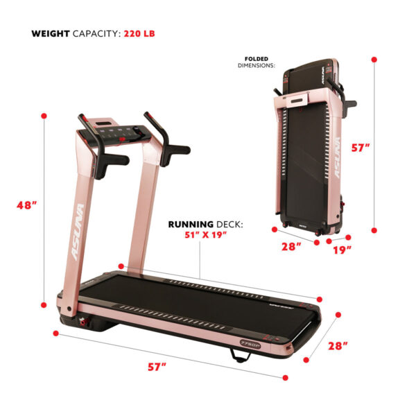 SpaceFlex Pink Running Treadmill w/ Auto Incline, Foldable Wide Deck - Image 7
