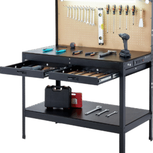 Vevor Work Bench with 47" Pegboard LED Lighting 242 Lbs Capacity New