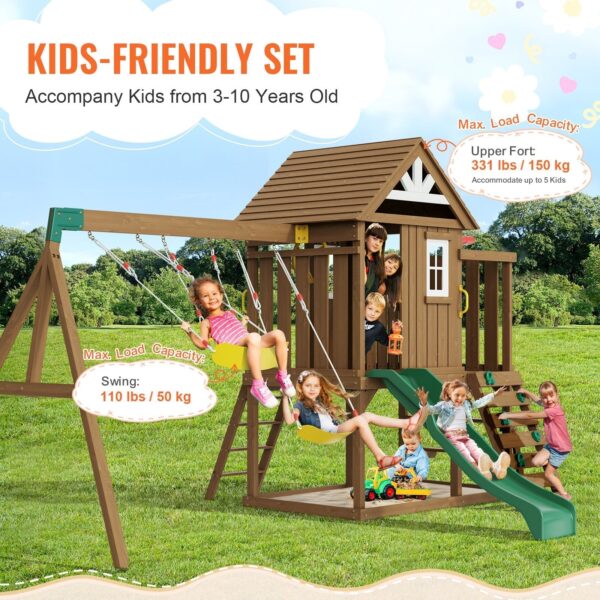 Vevor Wooden Swing Set 9-In-1 Outdoor Playground Set with Slide New - Image 3