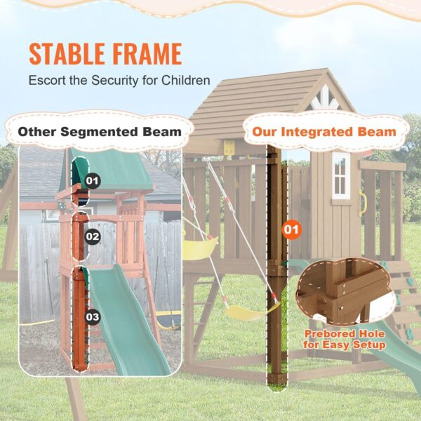 Vevor Wooden Swing Set 9-In-1 Outdoor Playground Set with Slide New - Image 4