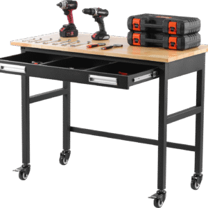 Vevor Work Bench on Wheels 48" Wood Top Table with Drawer 1500 Lbs New